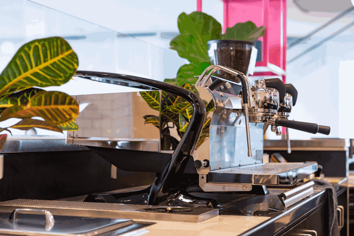 Slayer espresso machine installed on a cafe counter